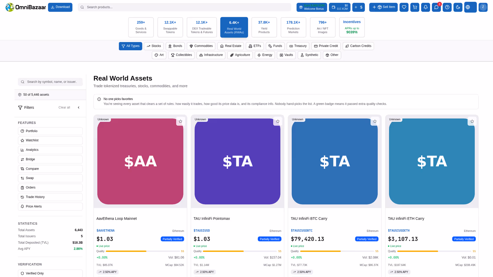 Real-world asset listings on OmniBazaar